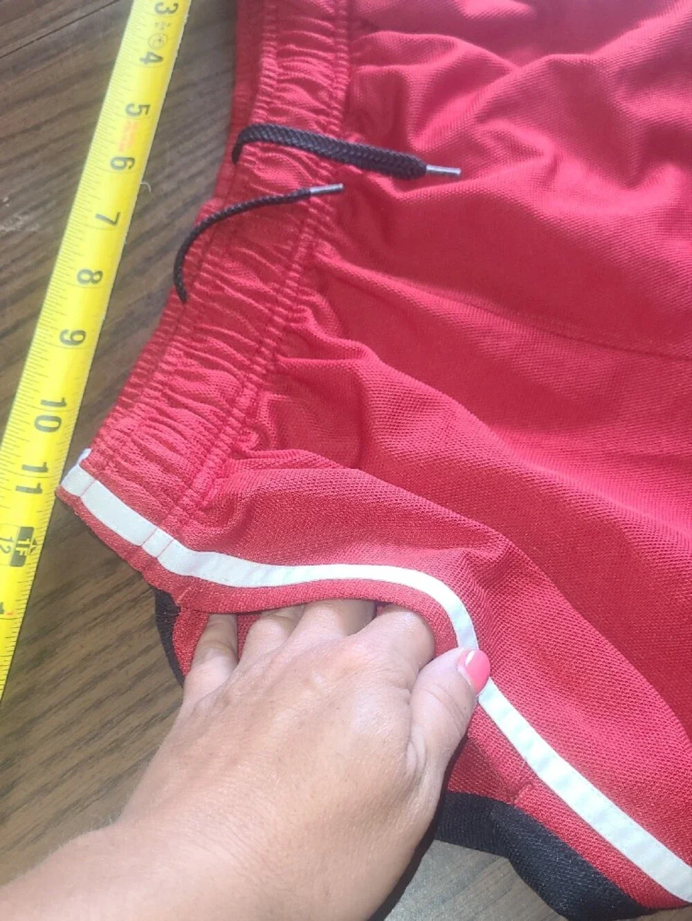 Nike Red and Black Boys' Athletic Shorts with White Trim Size XL